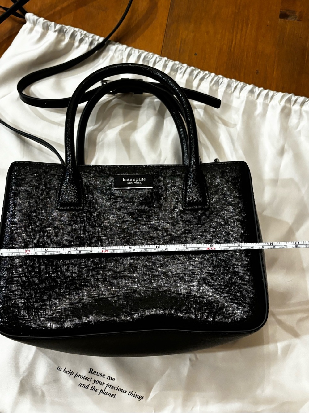 kate spade Black Textured Leather Satchel with Crossbody Strap - Picture 4 of 6